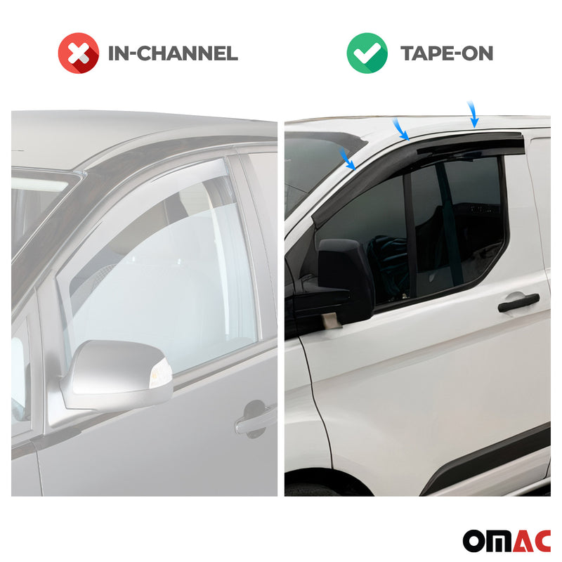 2 deflettori antivento e antipioggia per Renault Kangoo 2008-2019 Acrilico Scuro