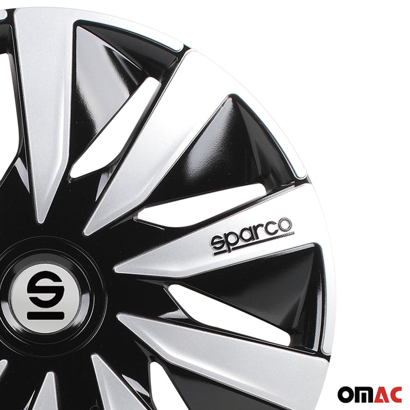 Coprimozzi Sparco 14 pollici Lazio Nero Argento 4 pezzi