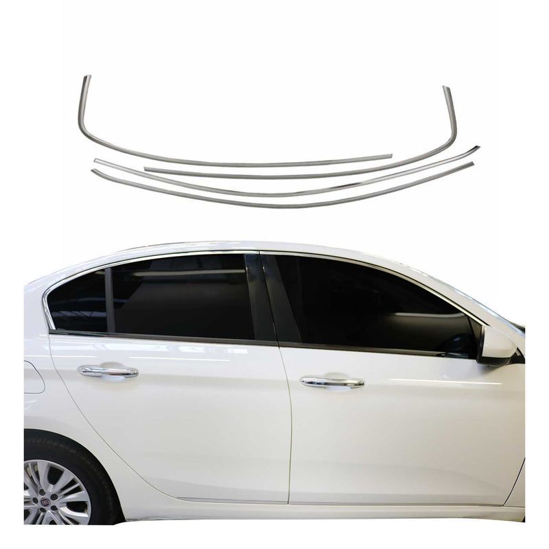 Listelli decorativi per finestrini per Fiat Tipo 2015-2025 Limo Hatchback Cromati 4 pezzi