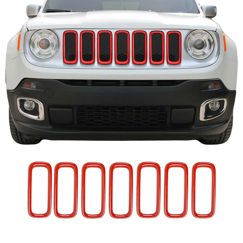 Strisce griglia per Jeep Renegade 2014-2024 Cromate ABS Rosse 7 pezzi 