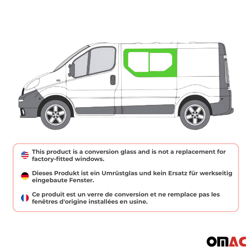 Seitenfenster Schiebefenster für Opel Vivaro 2001-2014 Vorne Links L1 L2