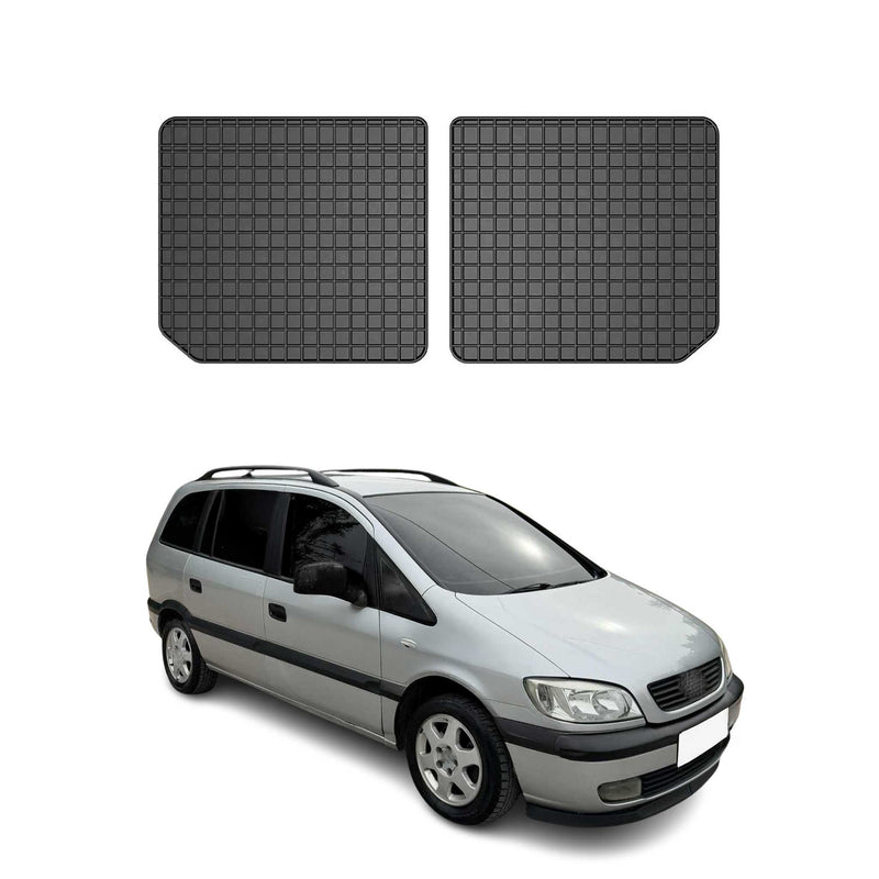 Tappetini in gomma neri per terza fila Opel Zafira B 1999-2005, 2 pezzi.