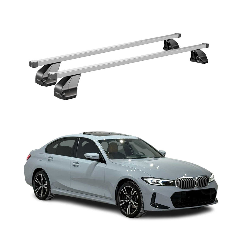 Portapacchi in acciaio Menabo per BMW Serie 3 G20 2018-2025, in acciaio argento, 2 pezzi
