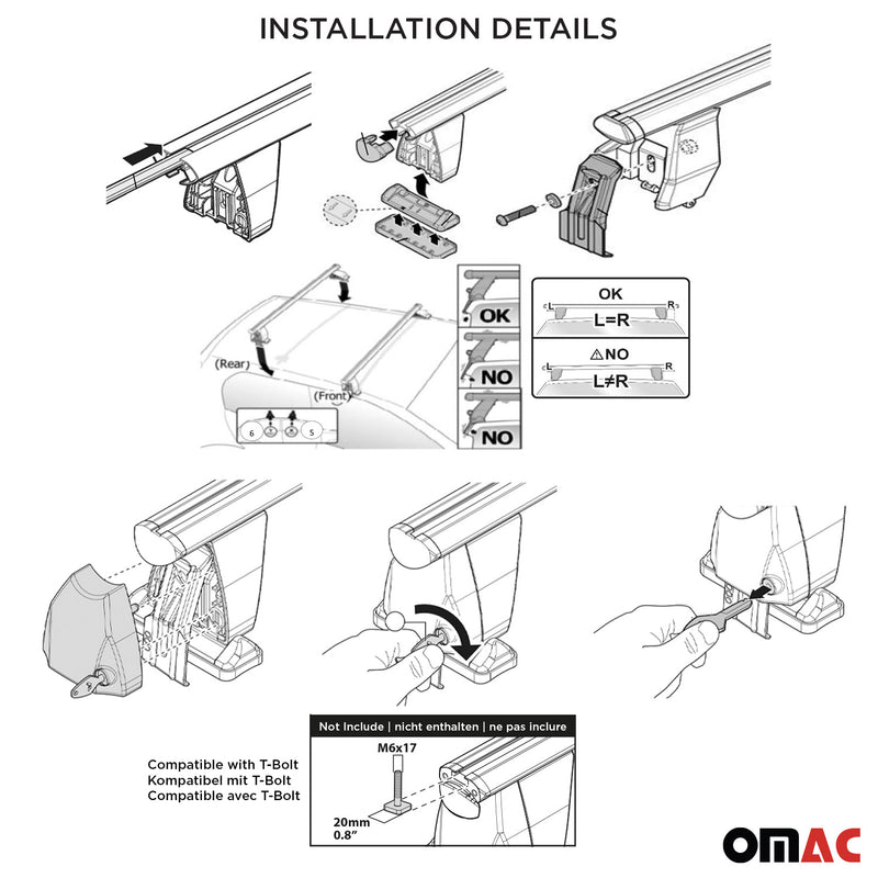 Base portapacchi Menabo per Acura MDX YD3 2013-2020 ABE alluminio nero 2x