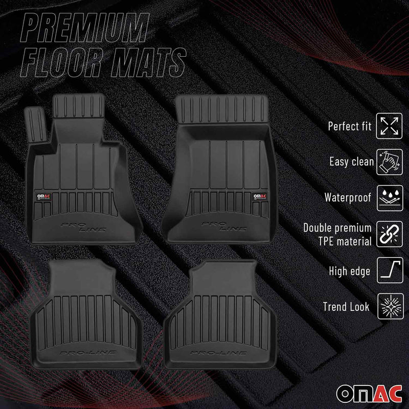 Tappetini in TPE neri per BMW Serie 7 E65 E66 E67 2001-2009, 4 pezzi