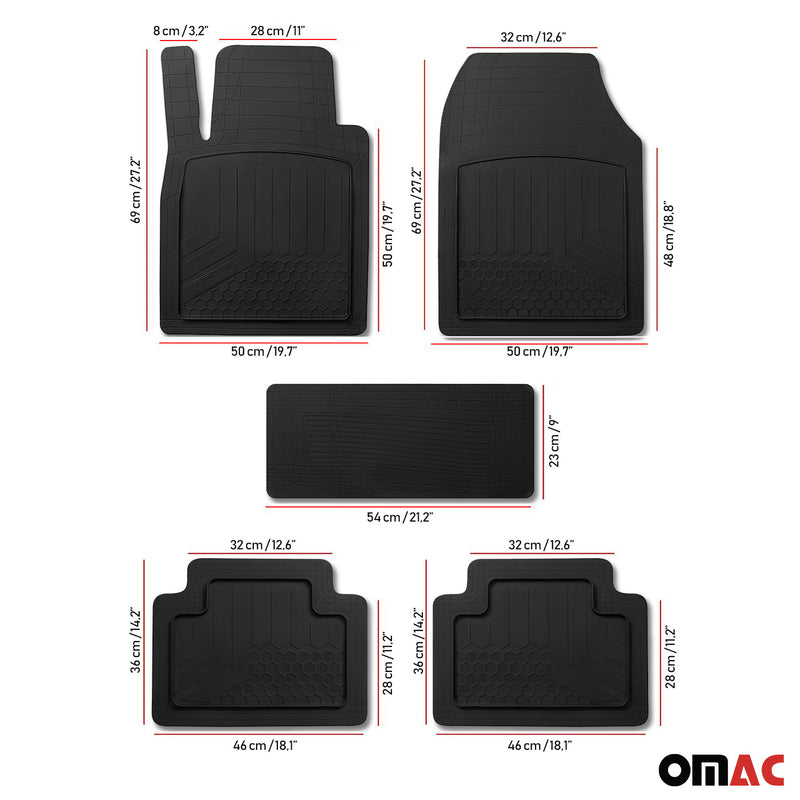 Skoda Octavia Fußmatten Zuschneidbar Gummi Schwarz 5 tlg