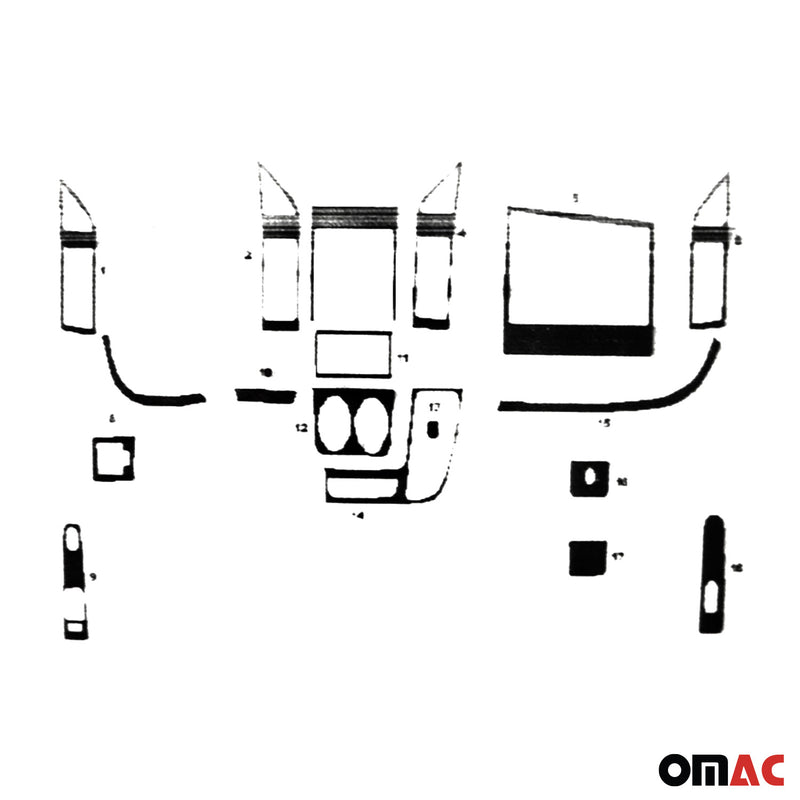 Decorazione interna Cockpit per Fiat Ducato 2006-2014 Piano Black Look 18x 