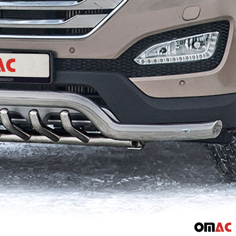 Barra di protezione anteriore per Hyundai Santa Fe 2012-2018 con ABE in acciaio argento 