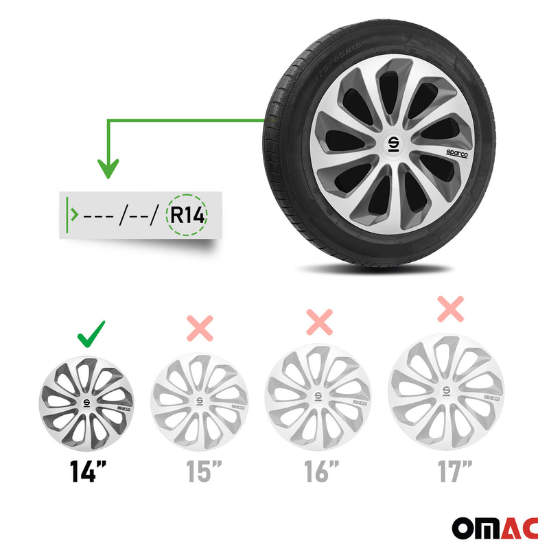 Coprimozzi Sparco 14 pollici Sicilia Grigio Argento 4 pezzi