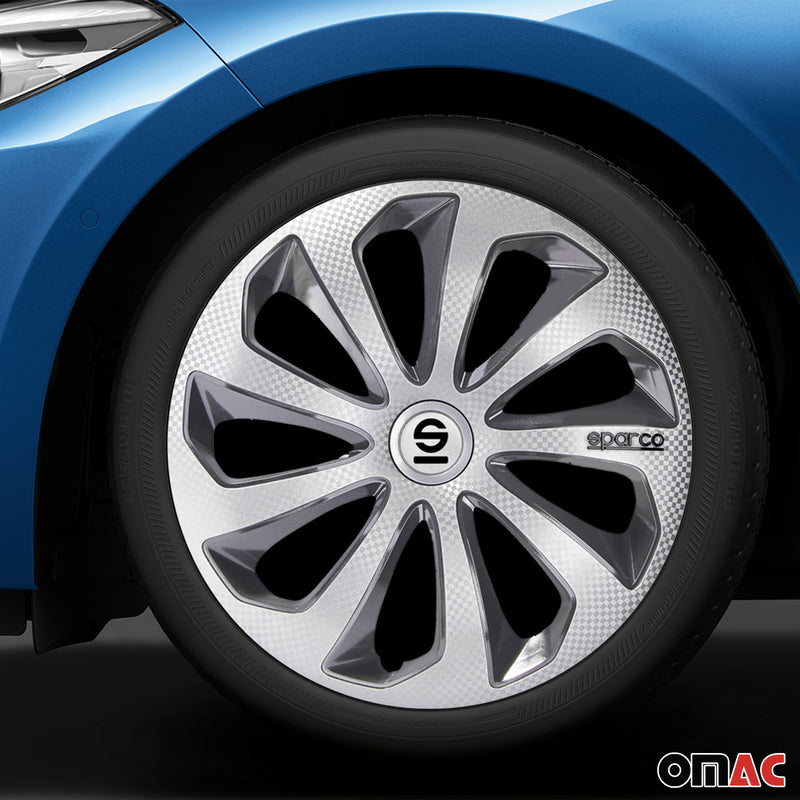 Coprimozzi Sparco 16 pollici Sicilia Argento Carbonio Grigio 4 pezzi