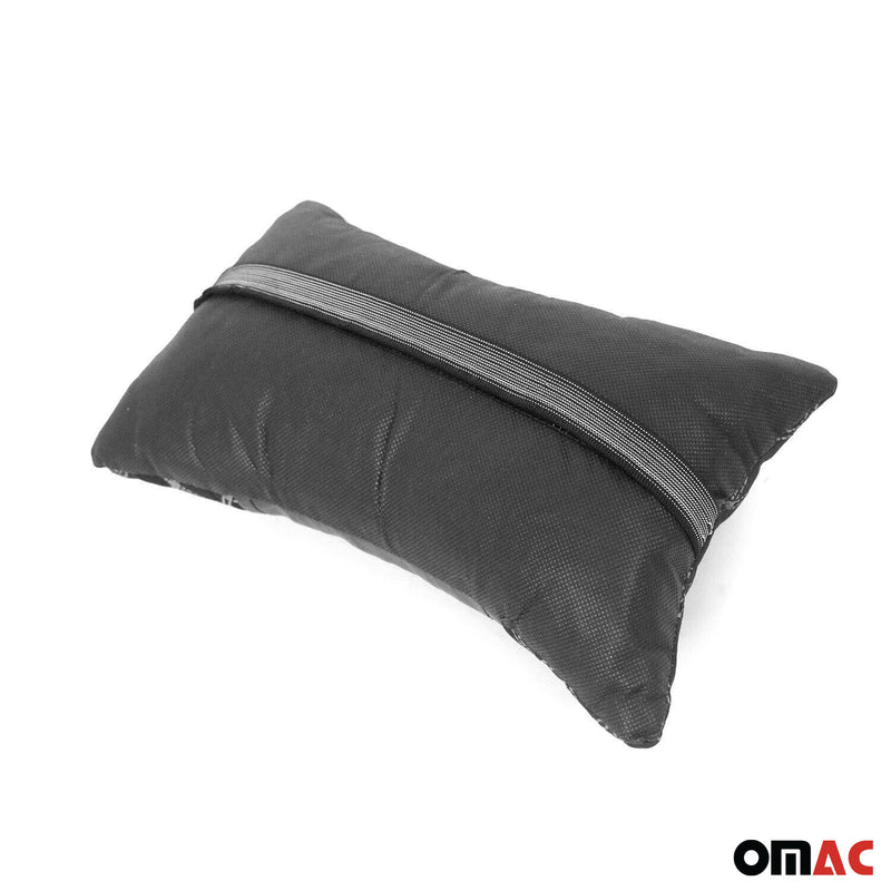 Cuscino poggiatesta auto supporto cervicale tessuto e pelle nero 8x30 cm