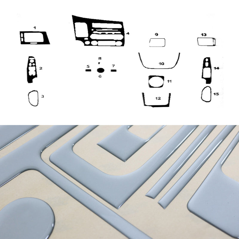 Decorazione interna abitacolo per Honda Civic 2005-2011 effetto alluminio 15 pezzi 