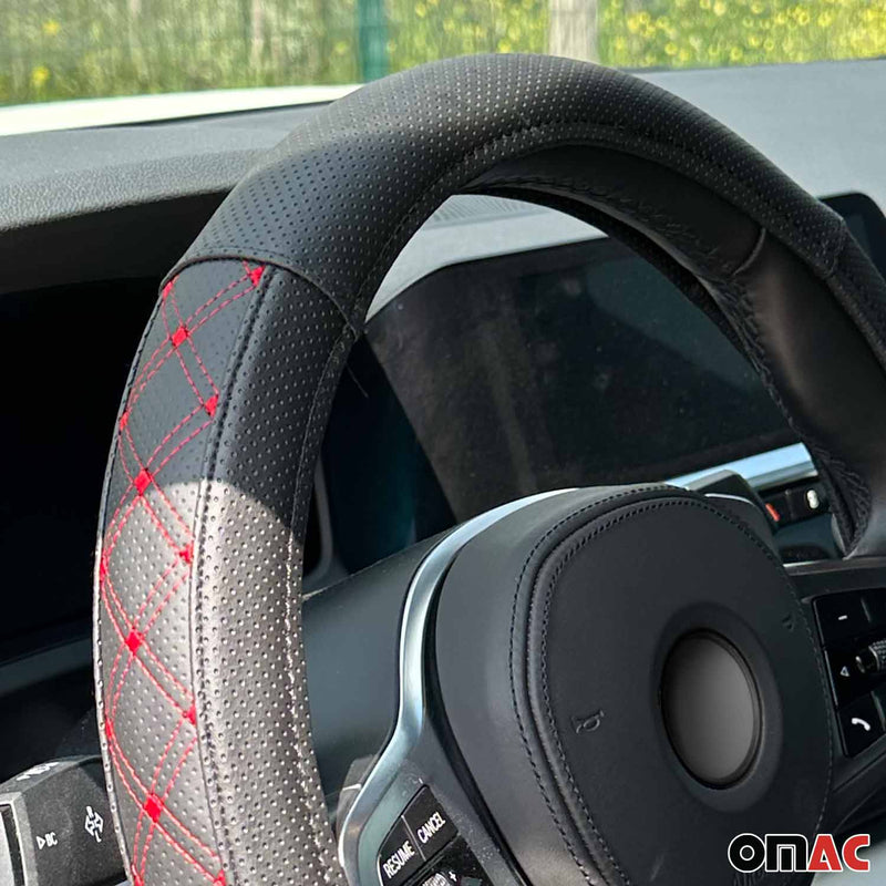 Coprivolante protezione volante coprivolante nero cuciture rosse Ø 38-40 cm