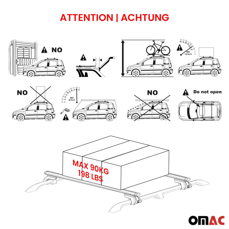 Barre portatutto in alluminio per Audi A4 Allroad B8 B9 2009-2025 5 porte Argento ABE 2 pezzi