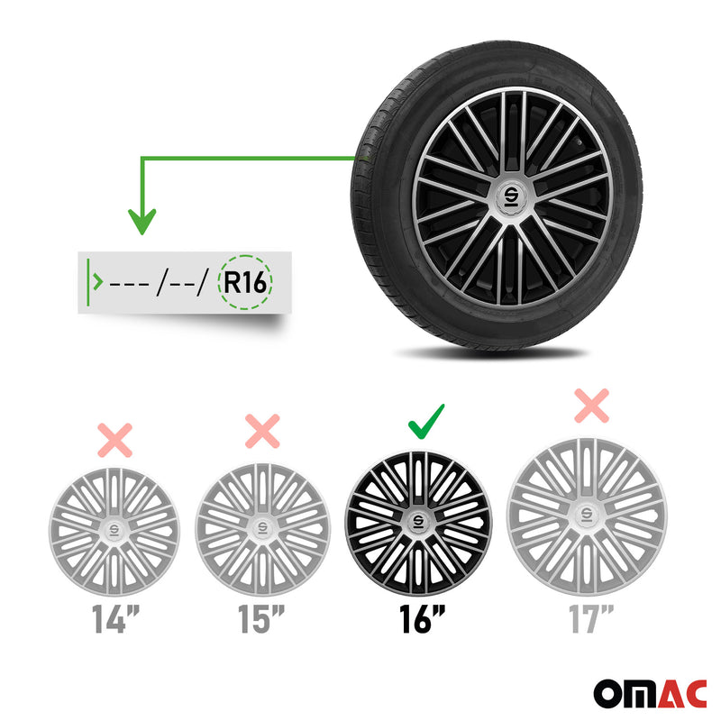 Coprimozzi Sparco 16 pollici Bergamo Silver Black 4 pezzi