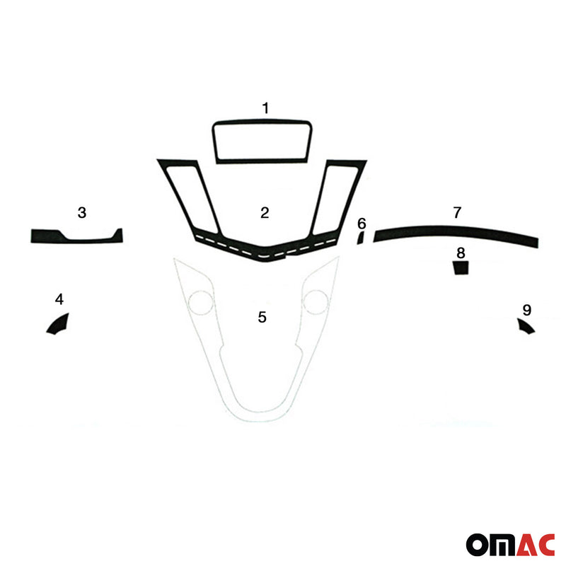 Decorazione interna abitacolo per Chevrolet Cruze 2008-2016 effetto carbonio 9 pezzi 