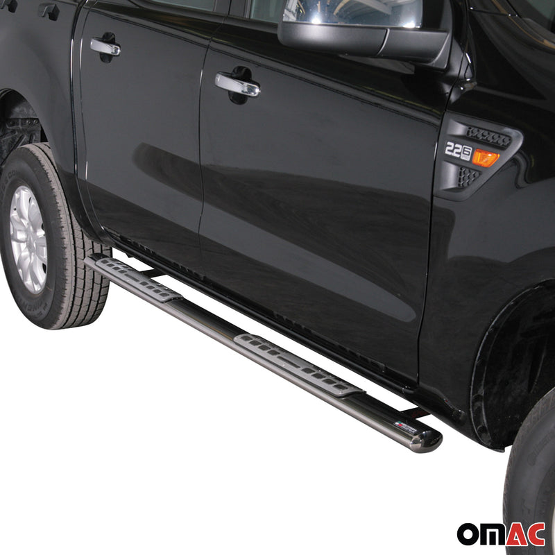 Minigonne laterali in acciaio per Ford Ranger Double Cab 2012-2015 Grigio
