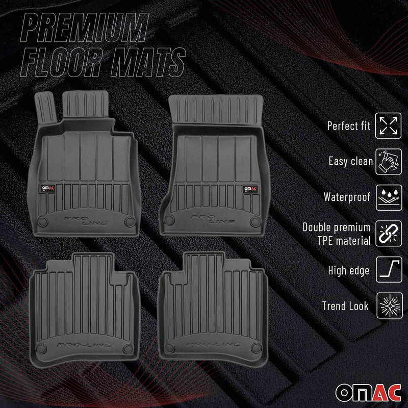 Tappetini lunghi Mercedes Classe S V222 X222 2014-2020 in TPE nero, 4 pezzi