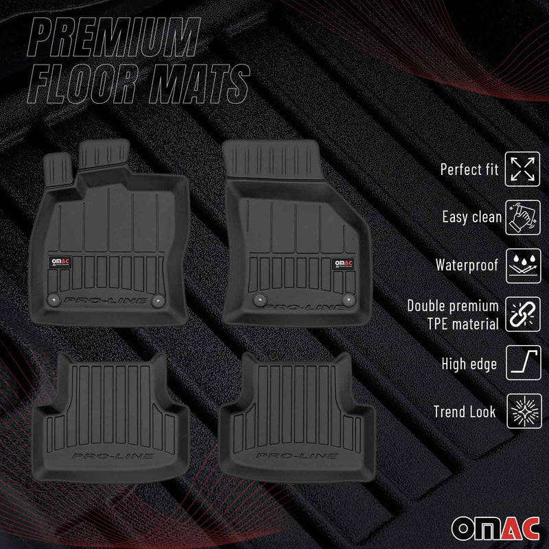 2012-2020 Seat Leon / Leon Schrägheck Fußmatten TPE Schwarz 4 tlg
