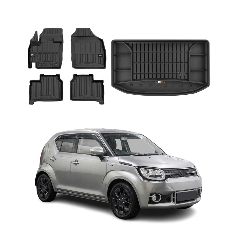 Set di tappetini e vaschetta per bagagliaio OMAC per Suzuki Ignis 3 2016-2025 in gomma, 5 pezzi