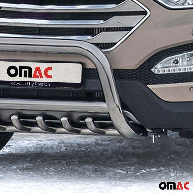 Barra di protezione anteriore in acciaio inox per Hyundai Santa Fe 2012-2018 ABE Silver bull bar 