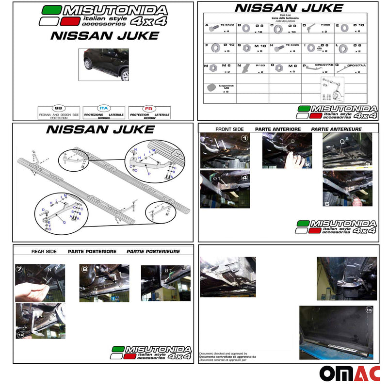 Minigonne laterali in acciaio inossidabile per Nissan Juke F15 2010-2019 Argento