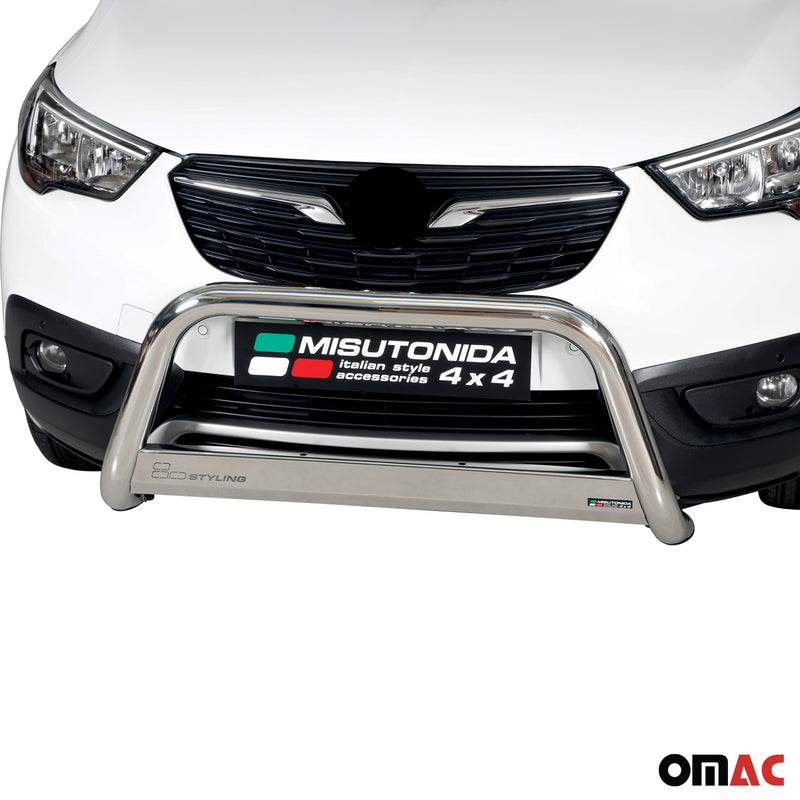 Barra di protezione anteriore per Opel Crossland X 2017-2025 ø63mm acciaio argento 