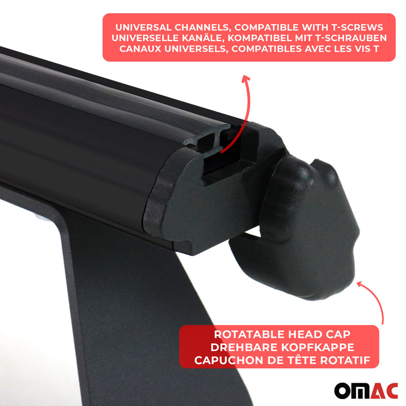 Set 2 barre portatutto + portascala per Fiat Doblo 2000-2010 fermacarico neri