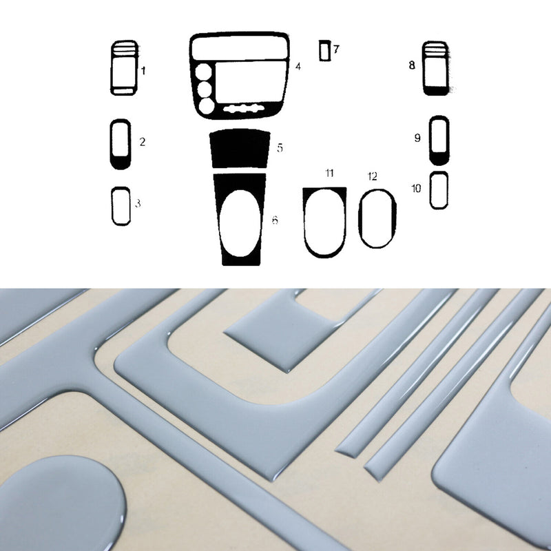 Decorazione interna abitacolo per Honda Civic 2000-2005 look alluminio 12 pezzi 