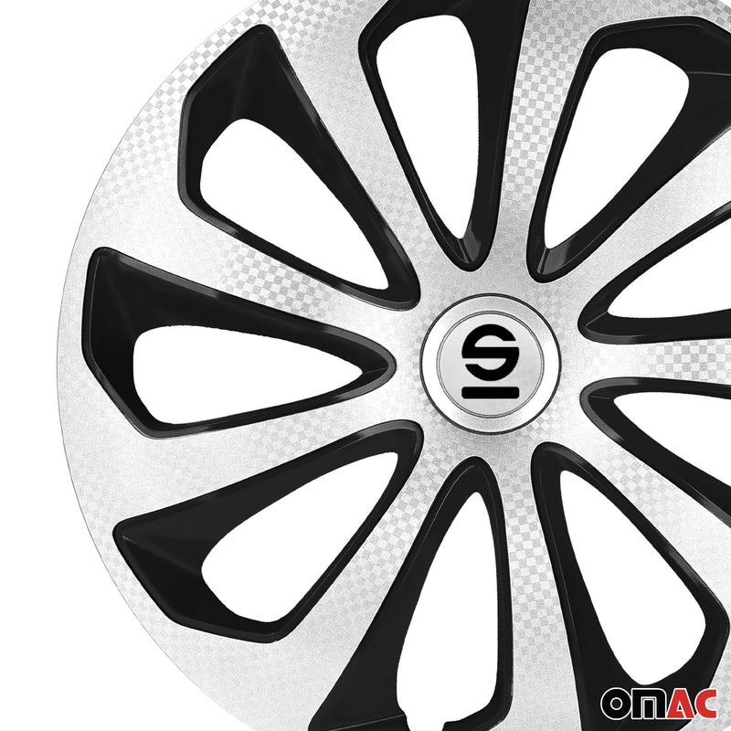 Coprimozzi Sparco 16 pollici Sicilia Argento Carbonio Nero 4 pezzi