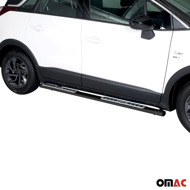 Minigonne laterali in acciaio inox per Opel Crossland X 2017-2025 Nero
