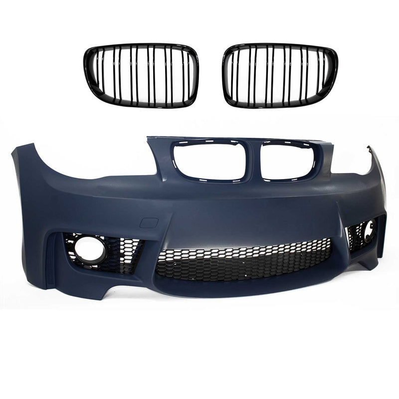 Paraurti anteriore JOM per BMW E81/E82/E87/E88 2004-2013 Griglia a doppia costola nera