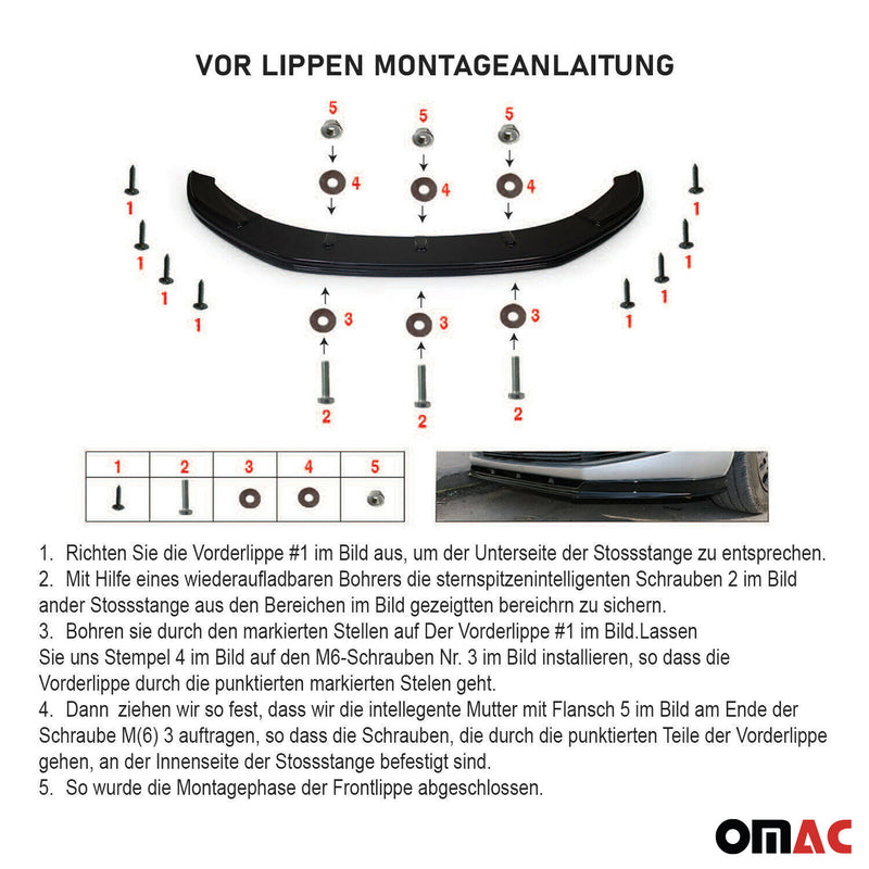 Spoiler anteriore splitter per Renault Megane Hatchback 2016-2025 nero