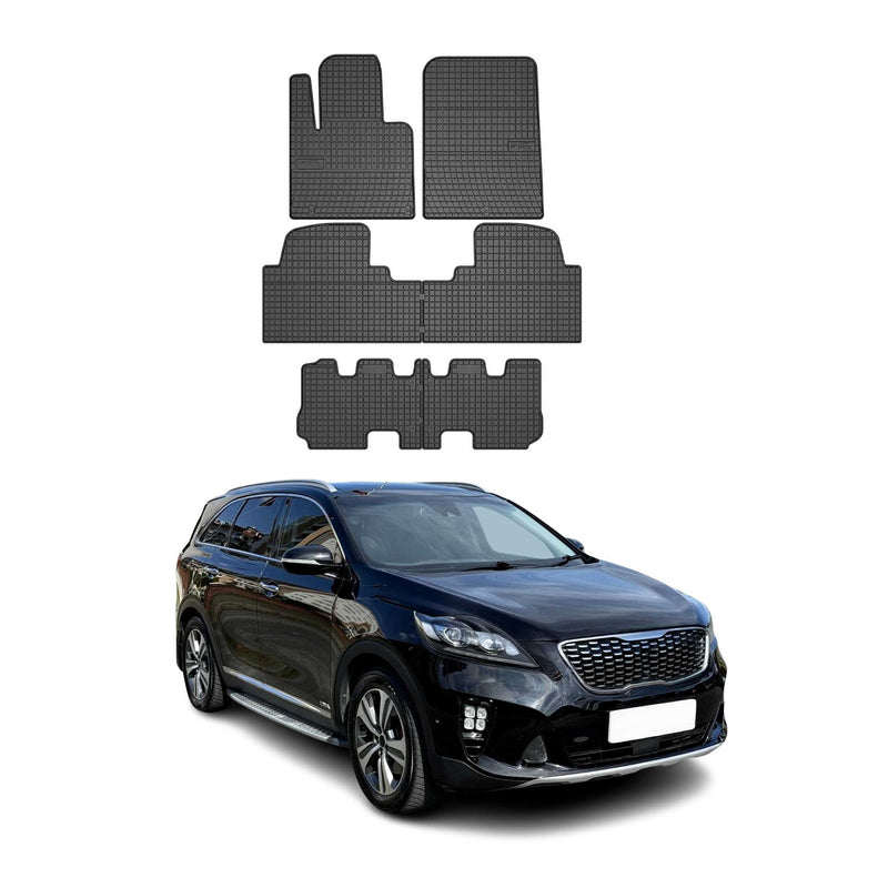Tappetini in gomma OMAC per Kia Sorento 2015-2020, tappetini auto in gomma neri, 6 pezzi