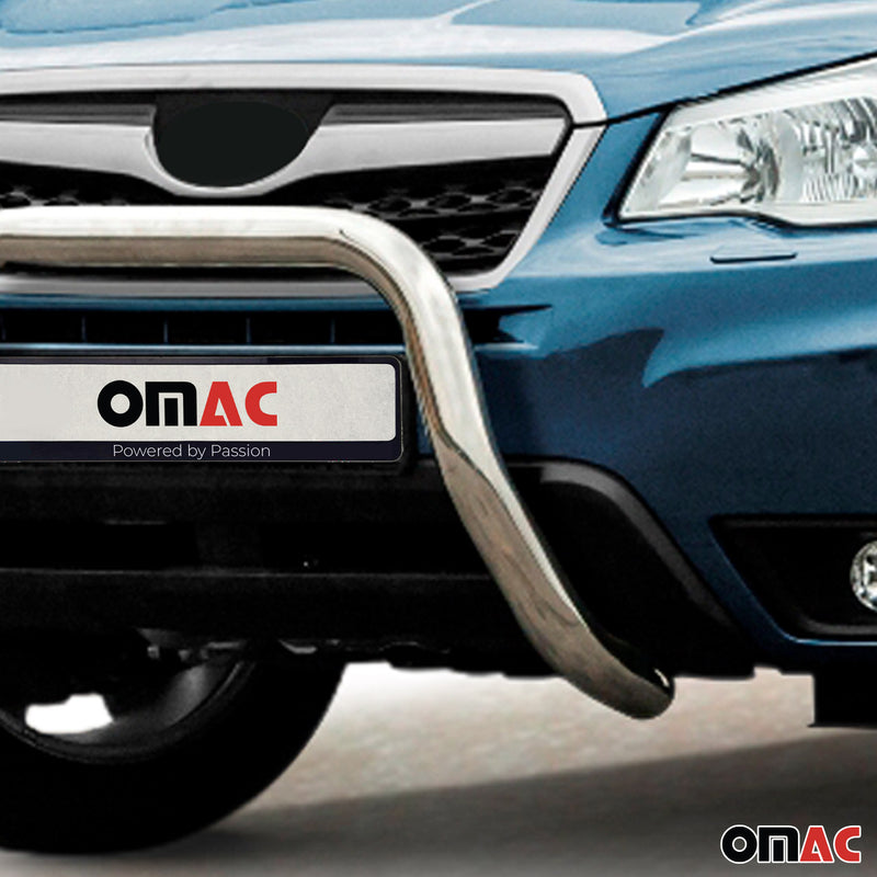 Protezione anteriore per Subaru Forester 2013-2016 con ABE acciaio argento 