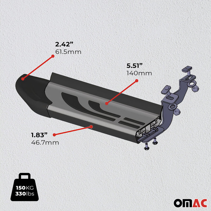 Pedane laterali Jeep Grand Cherokee 2011-2021, minigonne laterali in alluminio nero