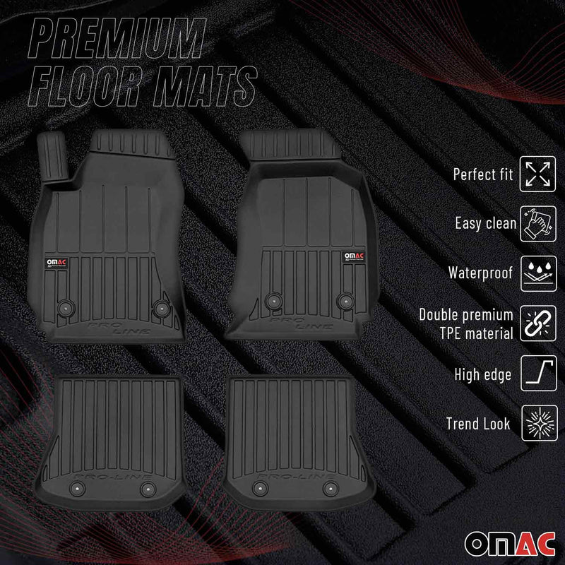 Tappetini in TPE neri per Audi A4 Limo Avant 8D B5 1994-2001, 4 pezzi.