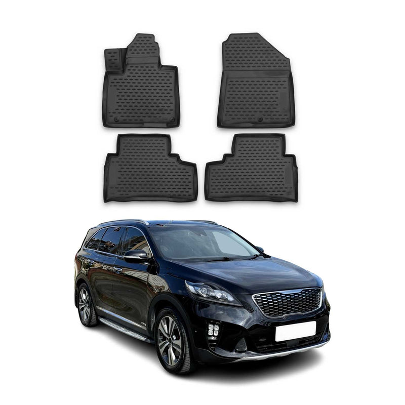 Tappetini Kia Sorento 2015-2020 in TPE nero, 4 pezzi