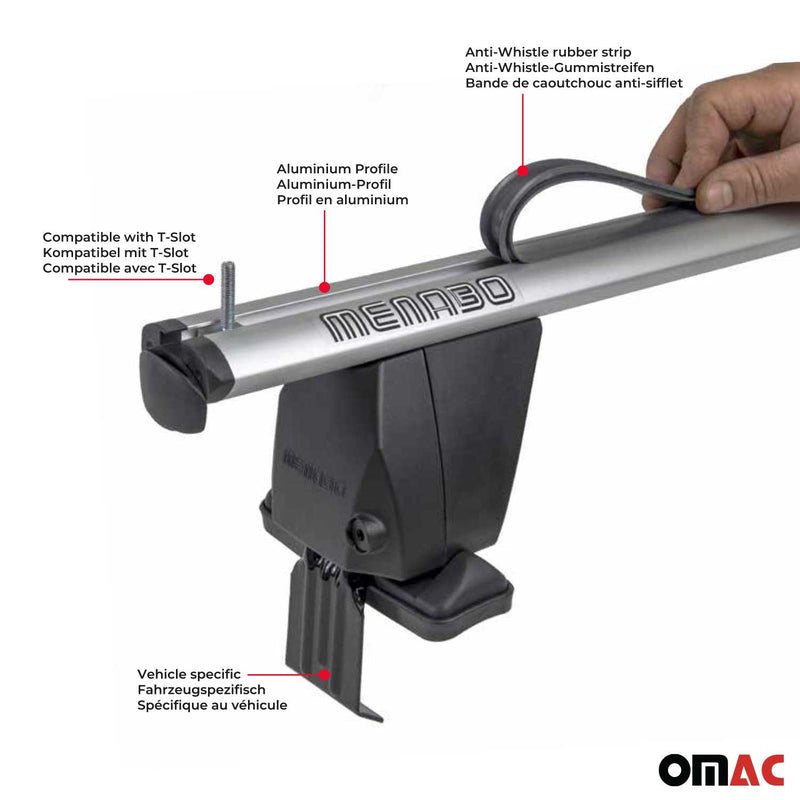 Base portapacchi Menabo per Citroen C4 Picasso 2013-2018 ABE Alu Silver 2x