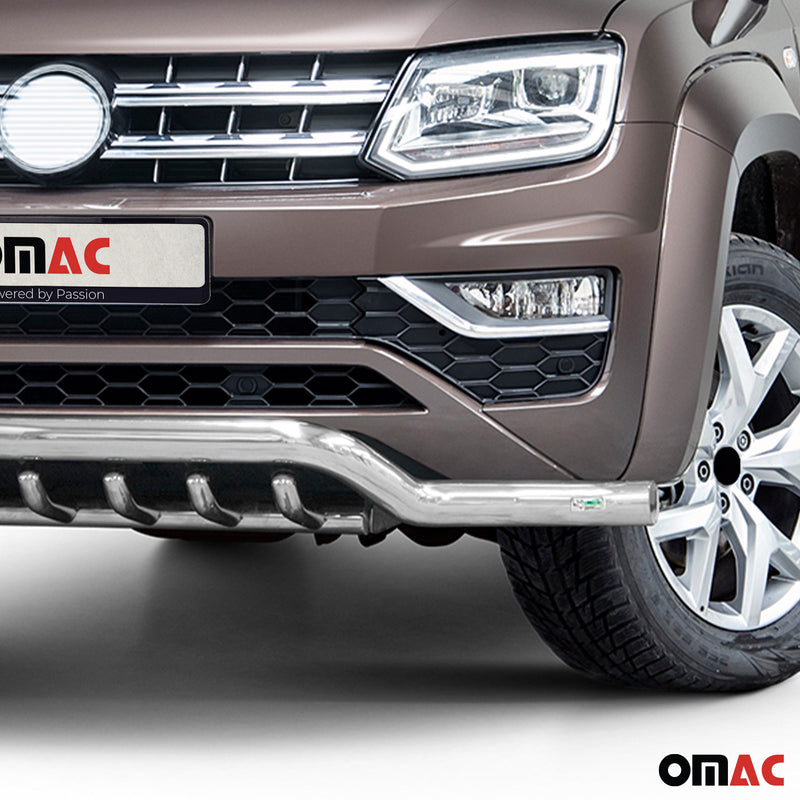 Barra di protezione anteriore per VW Amarok 2016-2021 con ABE in acciaio argento 