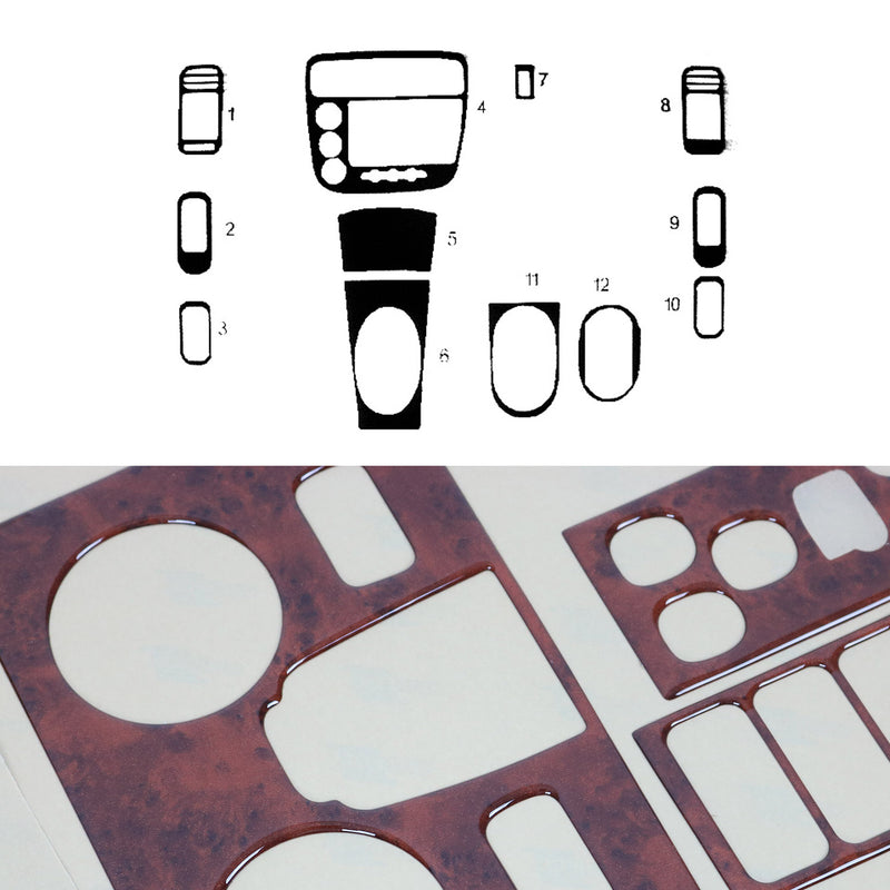 Decorazione interna abitacolo per Honda Civic 2000-2005 effetto radica, 12 pezzi 