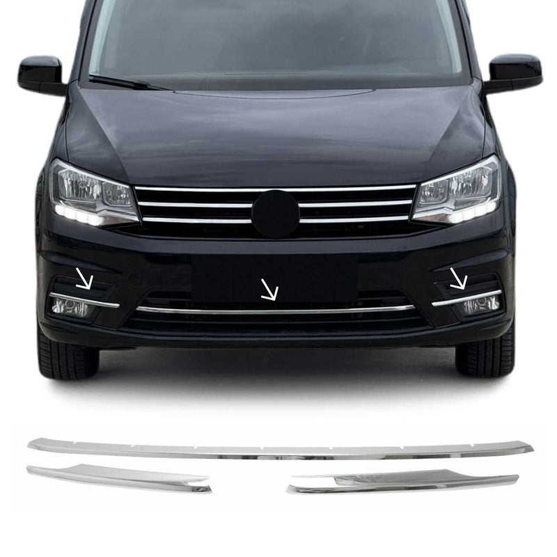Strisce griglia per VW Caddy 2015-2020 in acciaio inox argento 3 pezzi 