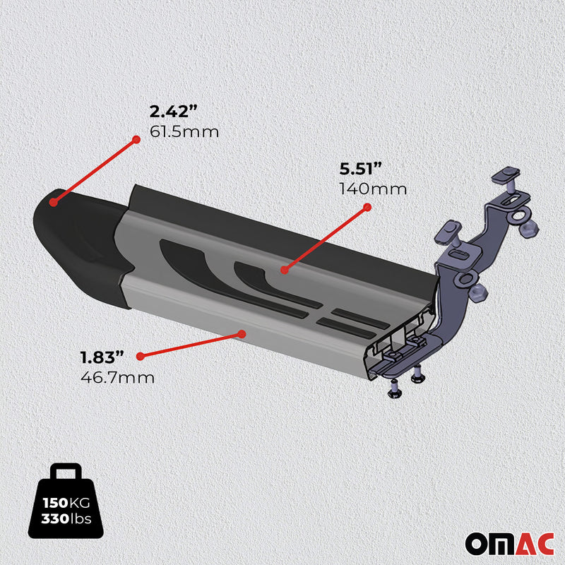 Pedane laterali per Opel Mokka 2012-2025 Grigio Alluminio