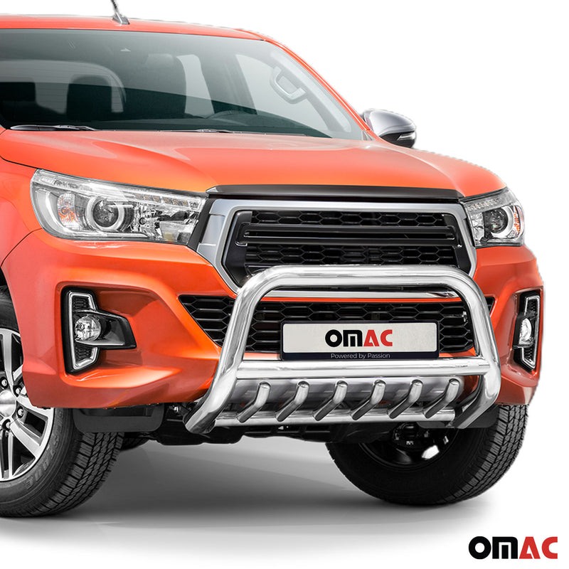 Protezione anteriore per Toyota Hilux 2018-2025 con ABE acciaio argento 