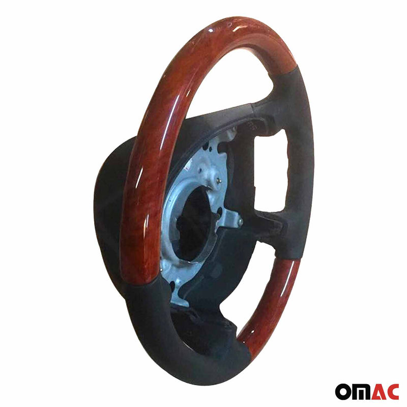 Volante per Mercedes W211 S211 in pregiato legno di olmo rosso, rivestimento in vera pelle nera