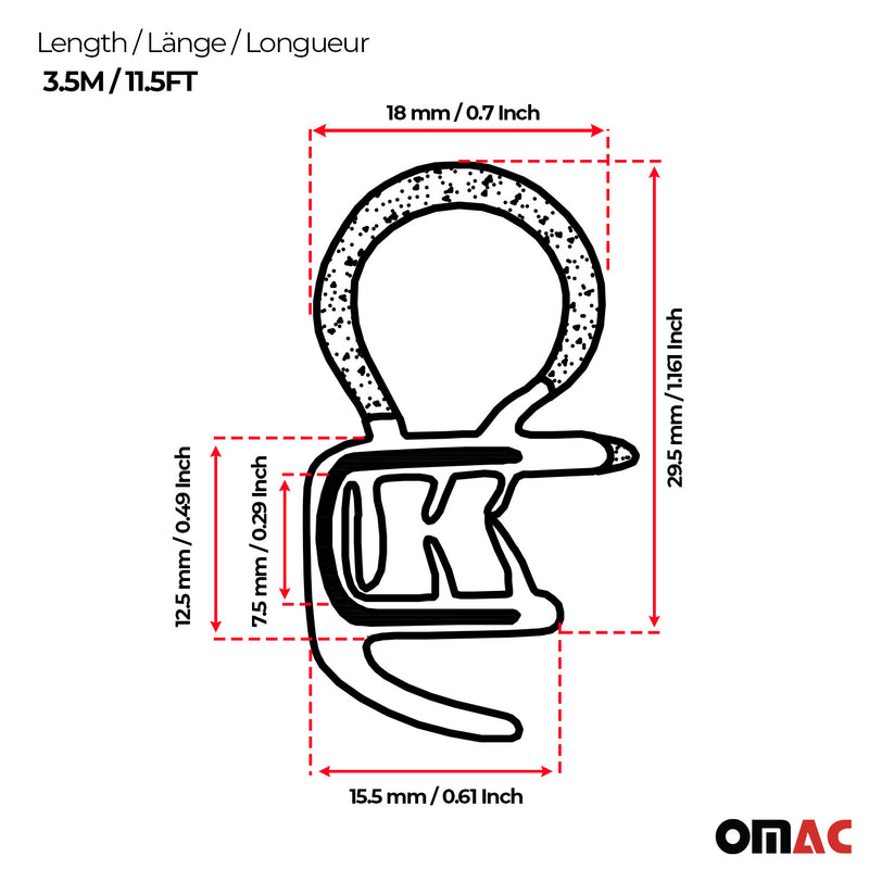 Guarnizione per portiera auto 3,5M in gomma per la protezione del bordo per Dacia Logan MCV 2006-2013