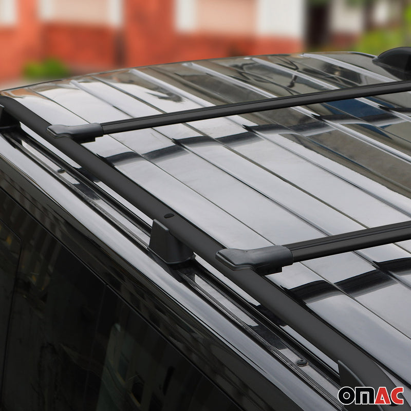 Barre portatutto + barre portatutto SET per VW Caddy Corto Alluminio Nero 4 pezzi