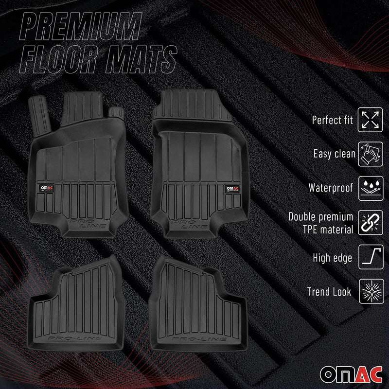 Tappetini TPE neri per Opel Astra G Caravan 1998-2009, 4 pezzi.