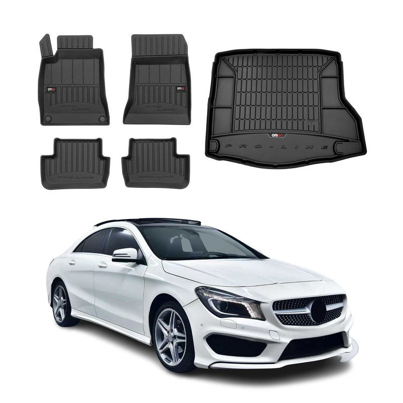 OMAC Fußmatten & Kofferraumwanne Set für Mercedes CLA C117 2013-2019 Gummi 5x