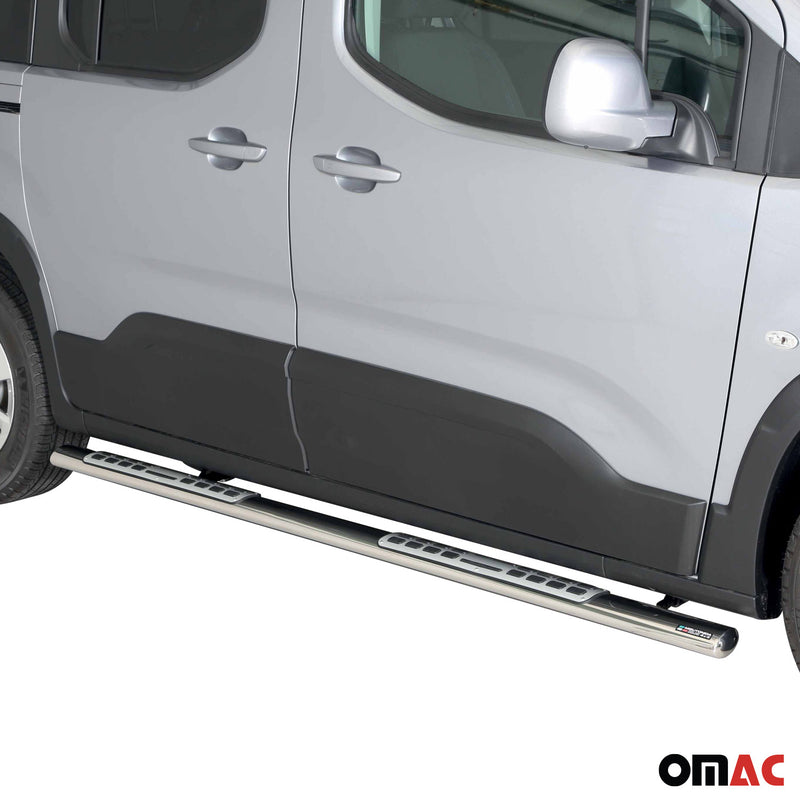 Minigonne laterali in acciaio inox per Peugeot Rifter 2018-2025 grigio medio